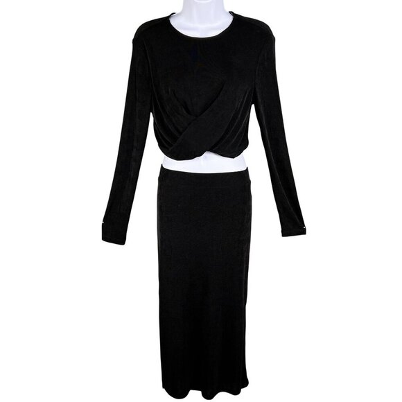Sincerely Jules NWT Womens L Black Twist-Front Cropped Top Midi-Maxi Skirt Set - Picture 1 of 16